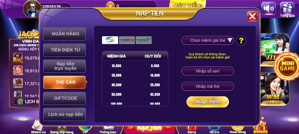 nạp tiền